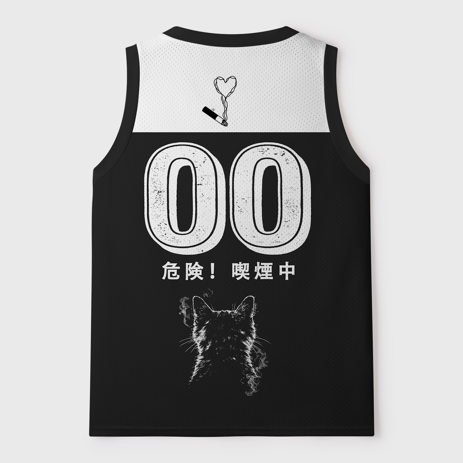 Tokyo-Tiger Retro Cat Smoking Mesh Tank Top