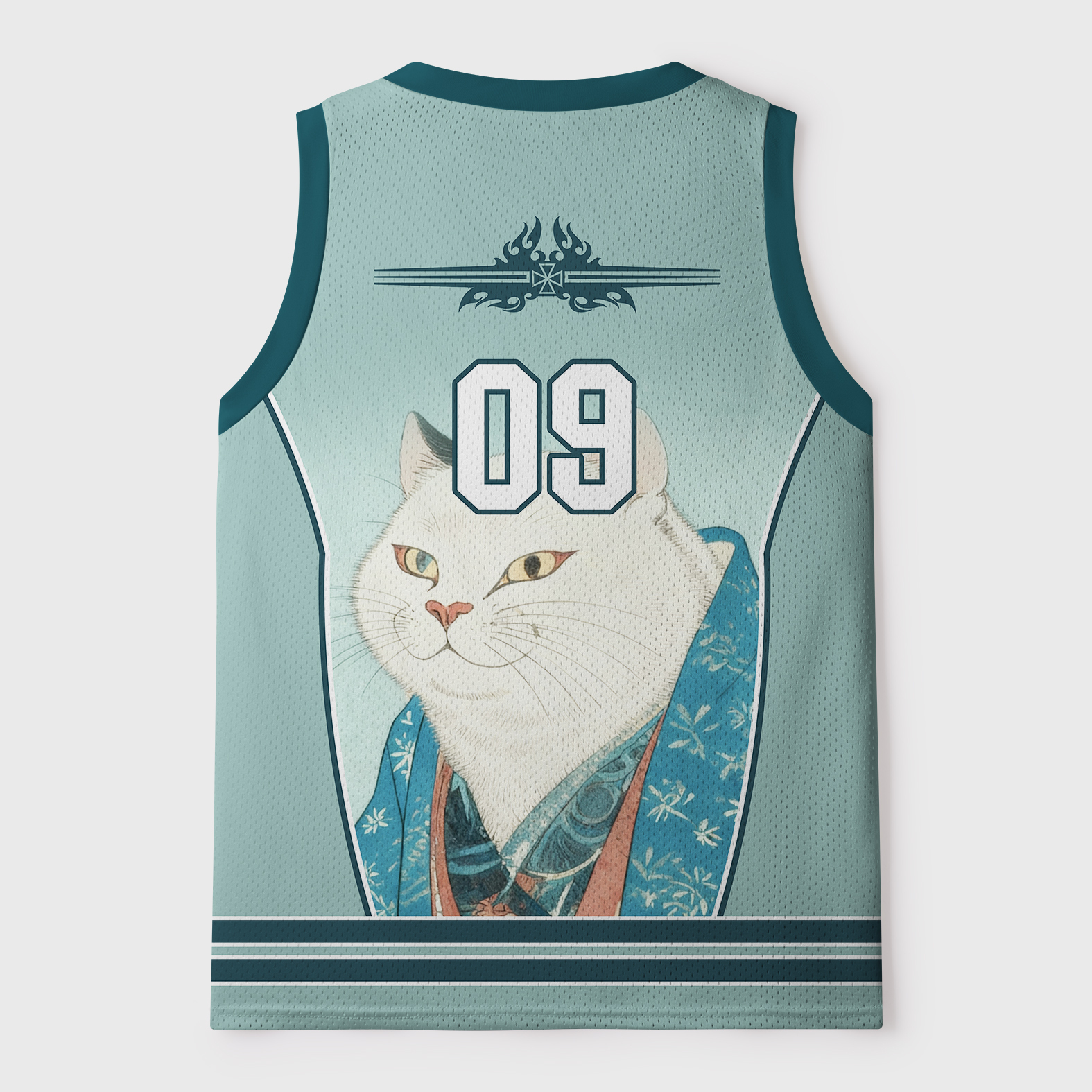 Tokyo-Tiger Formal Gathering of Ukiyo-e Cat Nobles Mesh Tank Top