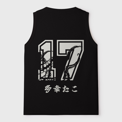 Tokyo-Tiger Octopus Japanese Calligraphy Mesh Tank Top