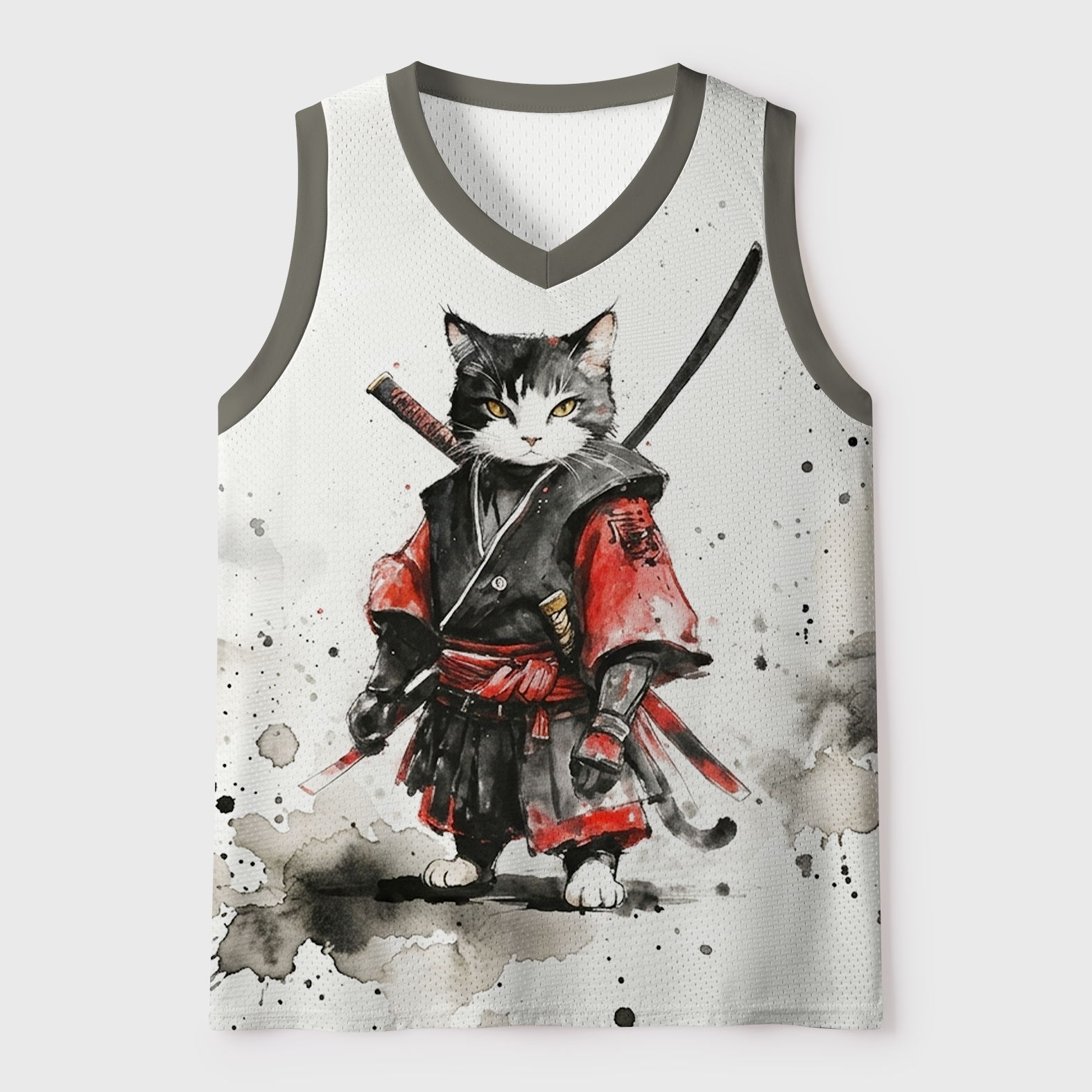 Tokyo-Tiger Sumie Samurai Cat Mesh Tank Top