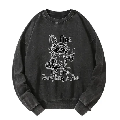 Tokyo-Tiger Raccoon Fine Meme Washed Sweatshirt