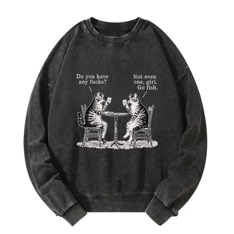 Tokyo-Tiger Cat Poker Night Washed Sweatshirt