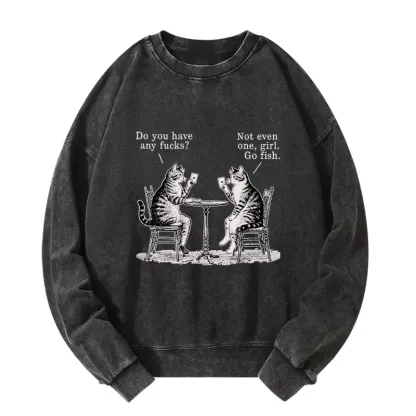 Tokyo-Tiger Cat Poker Night Washed Sweatshirt