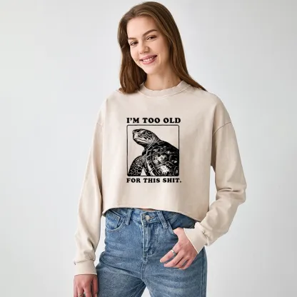 Tokyo-Tiger Turtle I Quit Meme Energy Washed Crop Sweatshirt