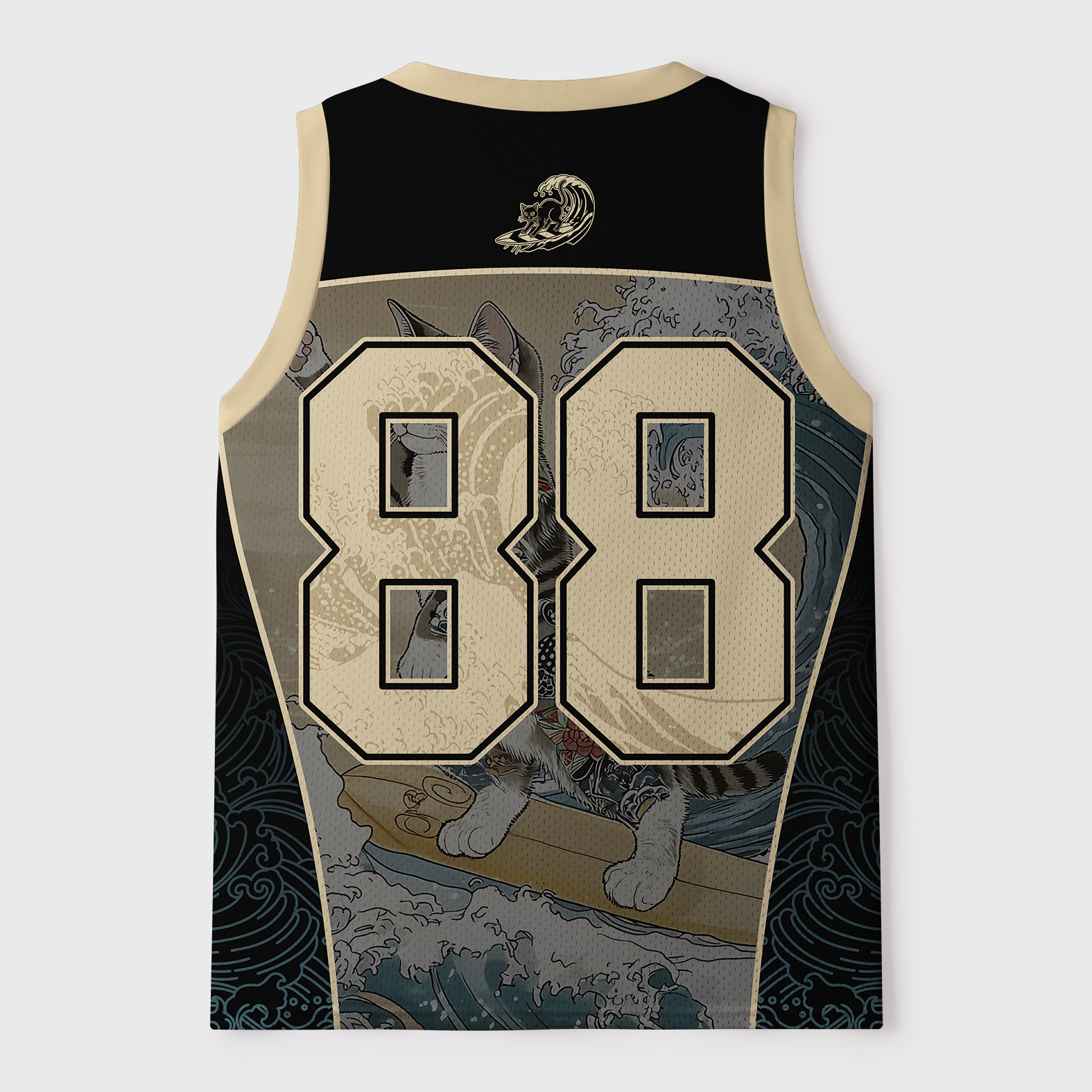 Tokyo-Tiger Cat Surfing Mesh Tank Top