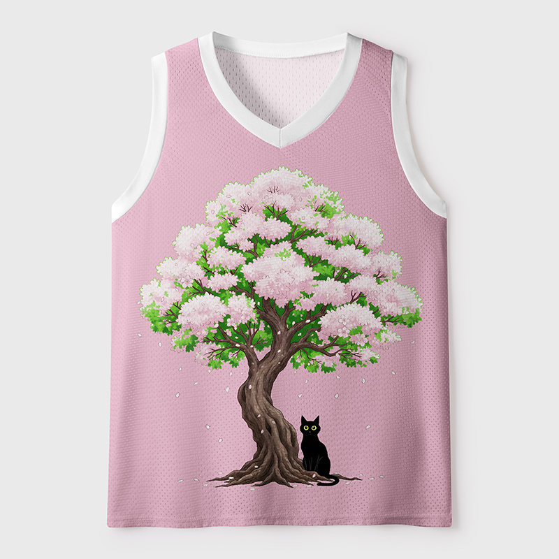 Tokyo-Tiger Sakura And Cat Mesh Tank Top