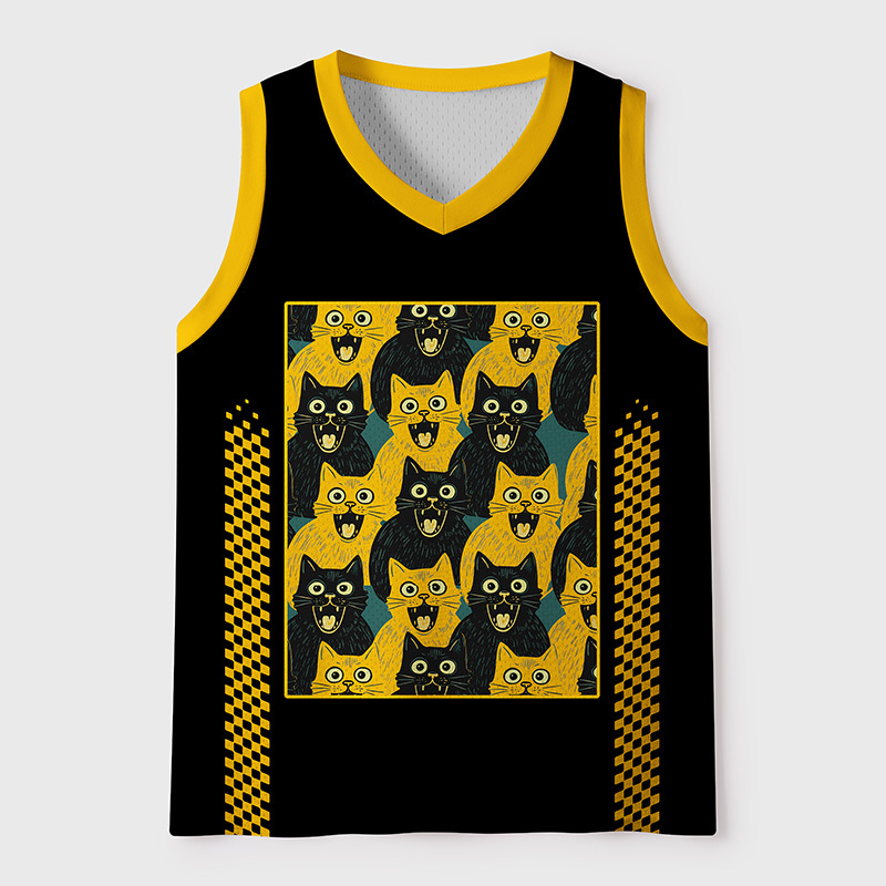 Tokyo-Tiger Black And Yellow Cat Party Mesh Tank Top