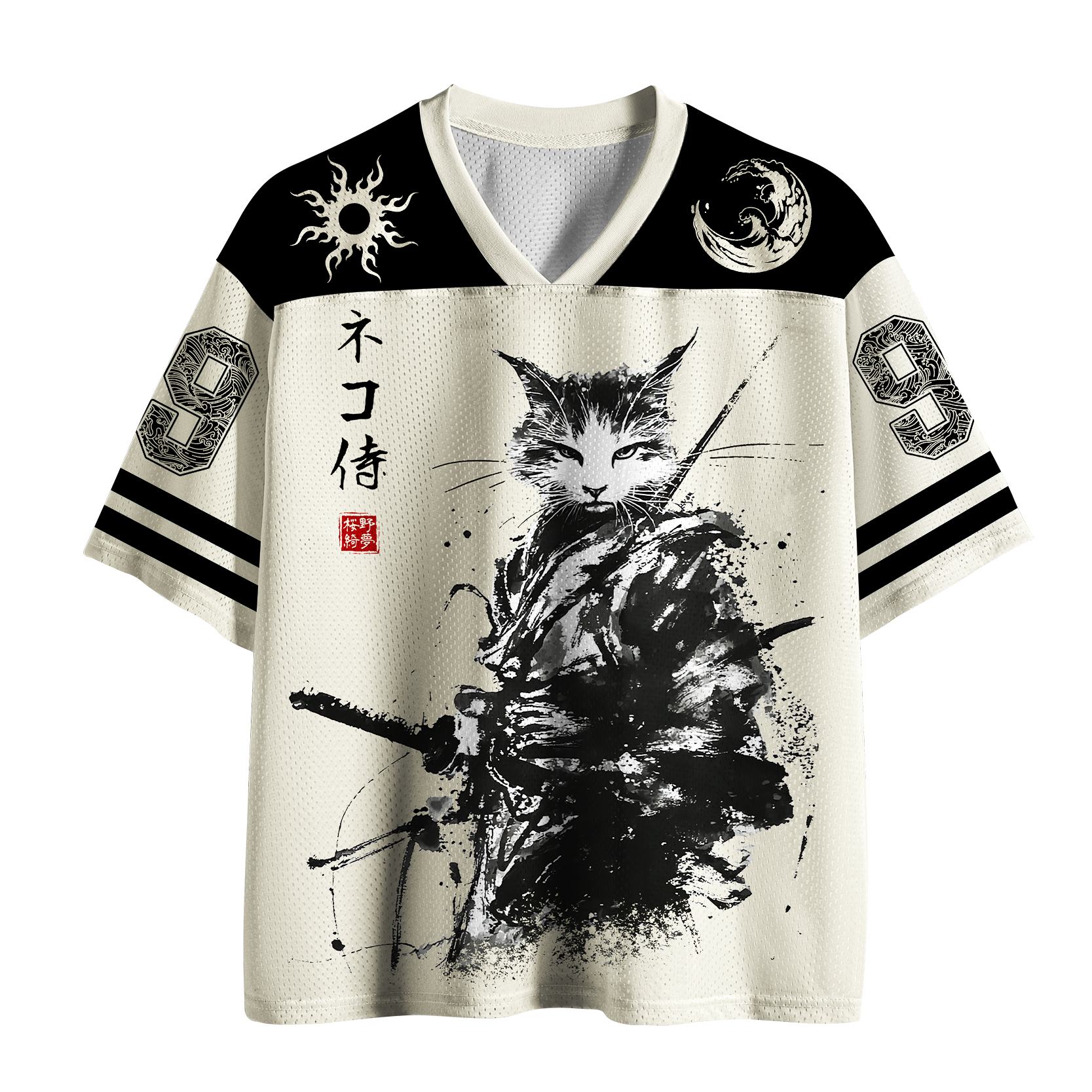 Tokyo-Tiger Ronin Neko: The Ink Samurai Mesh Jersey