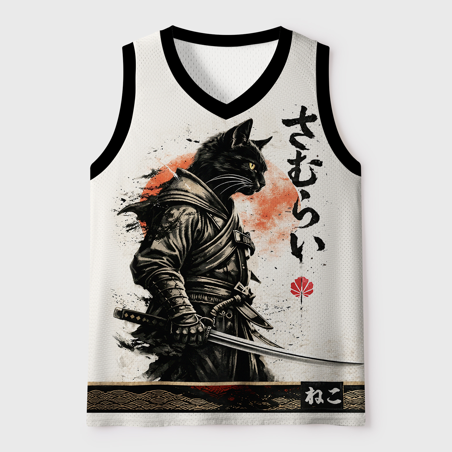 Tokyo-Tiger Retro Samurai Cat Mesh Tank Top