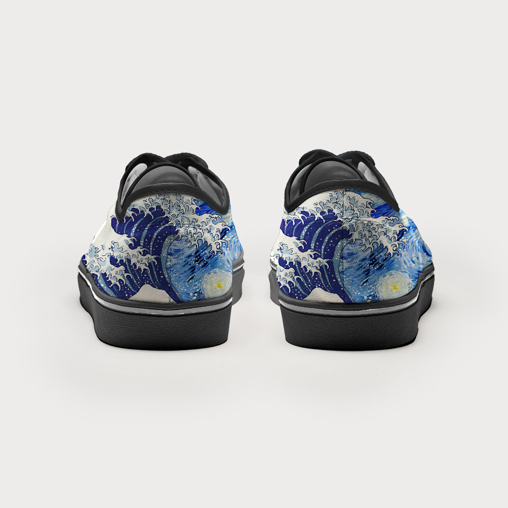Tokyo-Tiger Waves Under The Starry Night Canvas Shoes