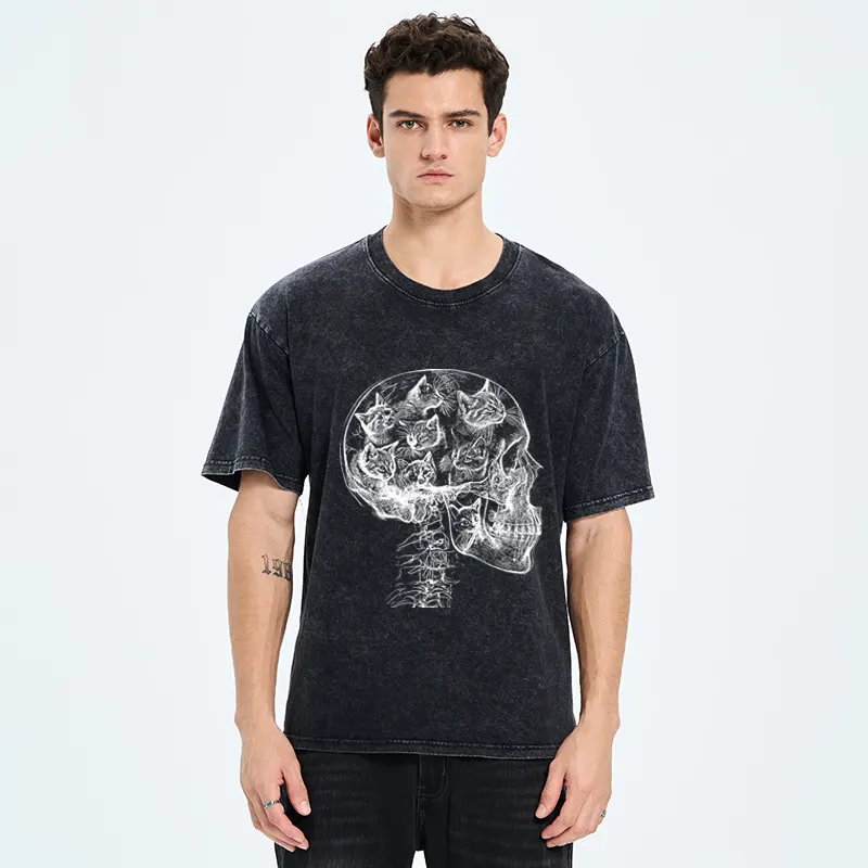 Tokyo-Tiger Mind Full Of Cats Washed T-Shirt