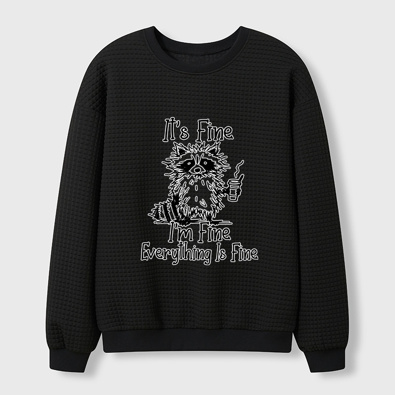 Tokyo-Tiger Raccoon Fine Meme Waffle Sweatshirt