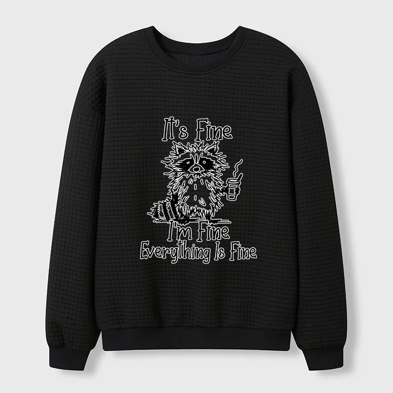 Tokyo-Tiger Raccoon Fine Meme Waffle Sweatshirt