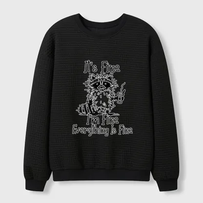 Tokyo-Tiger Raccoon Fine Meme Waffle Sweatshirt