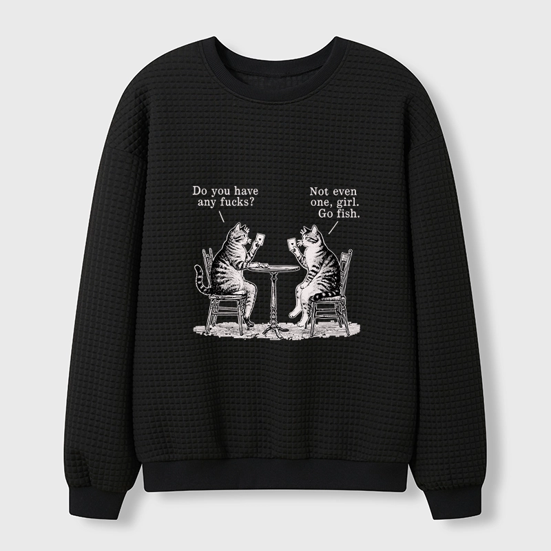 Tokyo-Tiger Cat Poker Night Waffle Sweatshirt