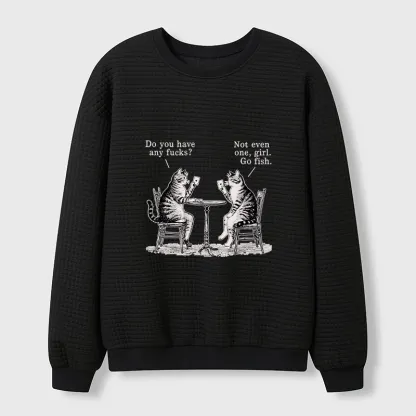 Tokyo-Tiger Cat Poker Night Waffle Sweatshirt