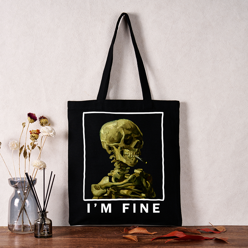 Tokyo-Tiger Skeleton Says Im Fine Tote Bag