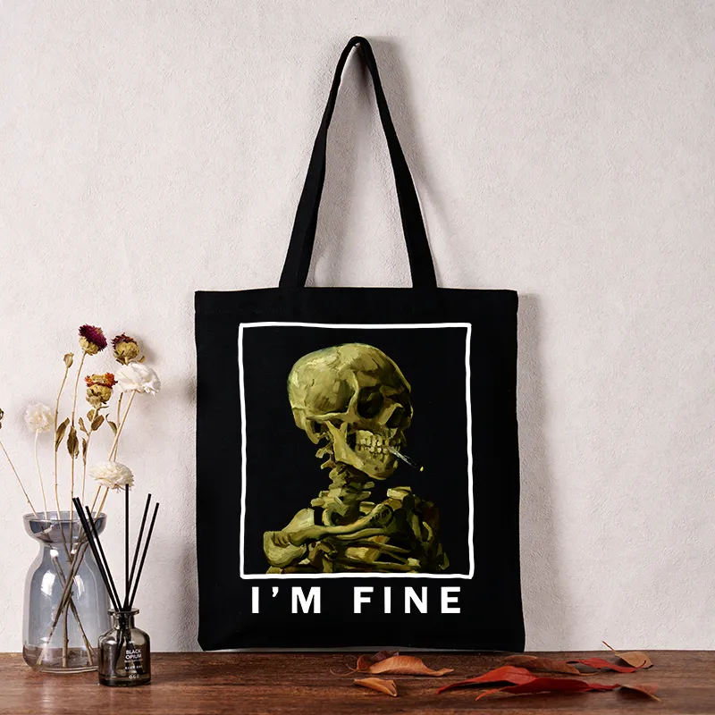 Tokyo-Tiger Skeleton Says Im Fine Tote Bag