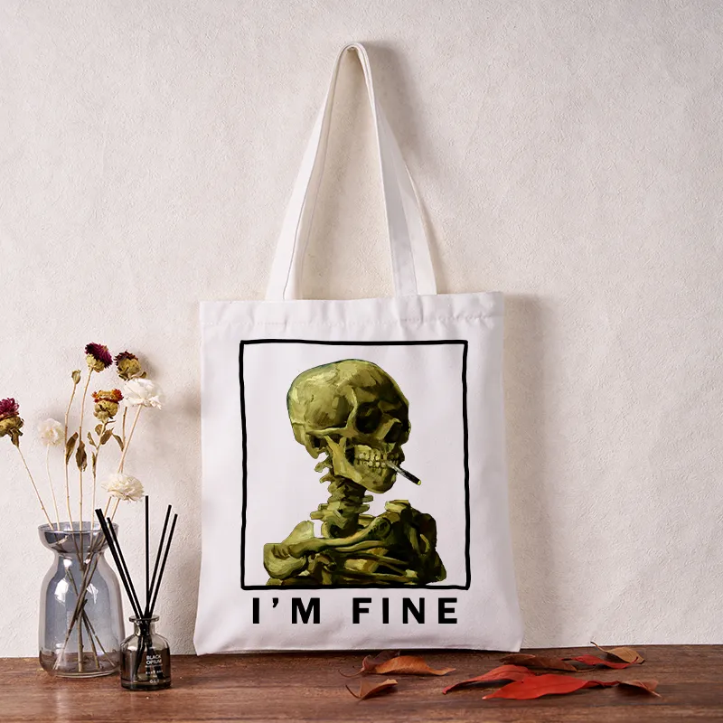 Tokyo-Tiger Skeleton Says Im Fine Tote Bag