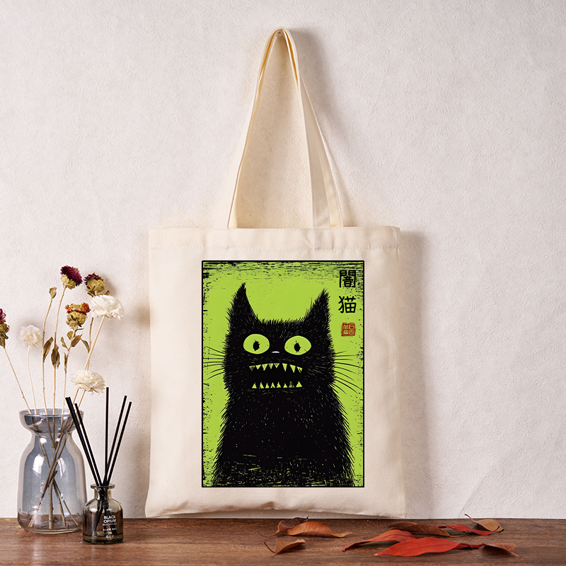 Tokyo-Tiger Spooky Black Cat Japanese Tote Bag