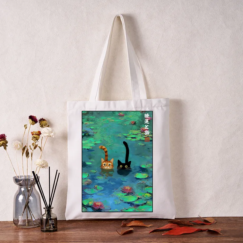 Tokyo-Tiger Funny Cats Swimming In Lilies Tote Bag