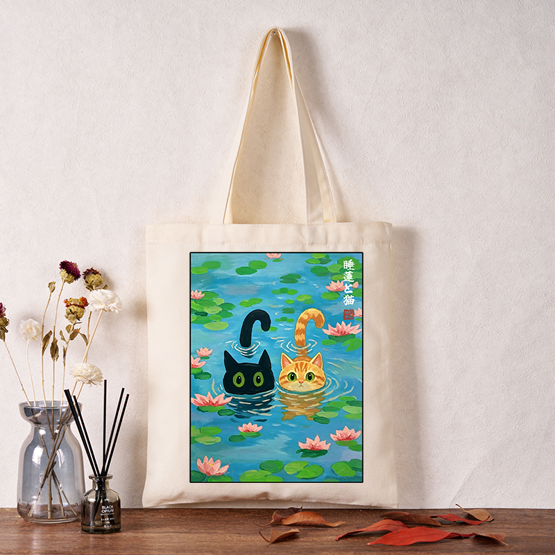 Tokyo-Tiger Cats In The Lotus Pond Tote Bag