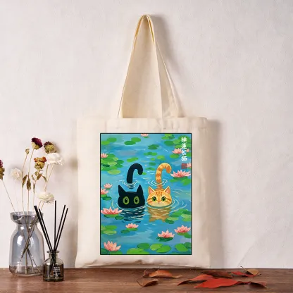 Tokyo-Tiger Cats In The Lotus Pond Tote Bag