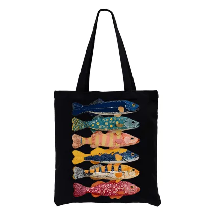 Tokyo-Tiger Colorful Fish Art Collection Tote Bag