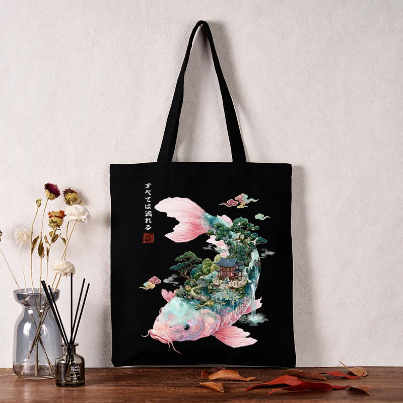 Tokyo-Tiger Journey Of The Flowing Koi Tote Bag