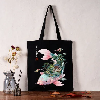 Tokyo-Tiger Journey Of The Flowing Koi Tote Bag