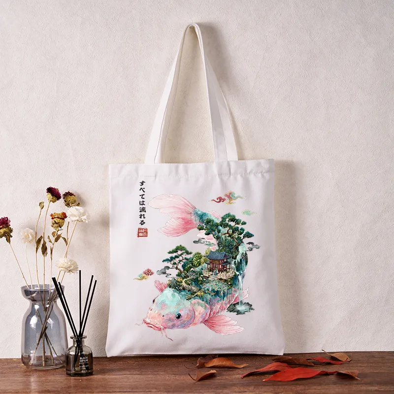 Tokyo-Tiger Journey Of The Flowing Koi Tote Bag