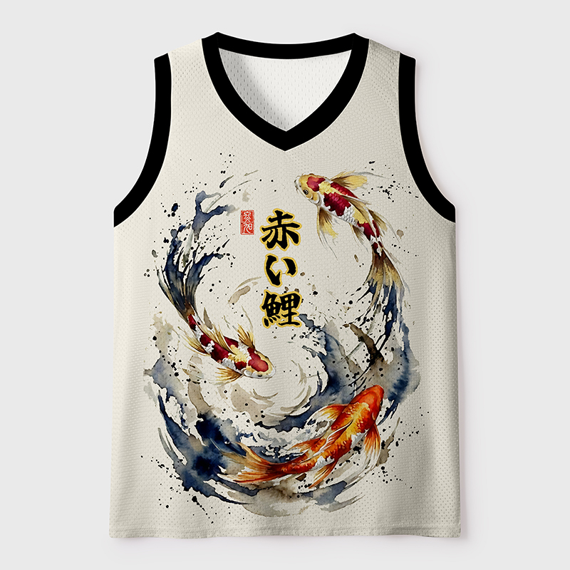 Tokyo-Tiger Koi In The Ink Wave Mesh Tank Top