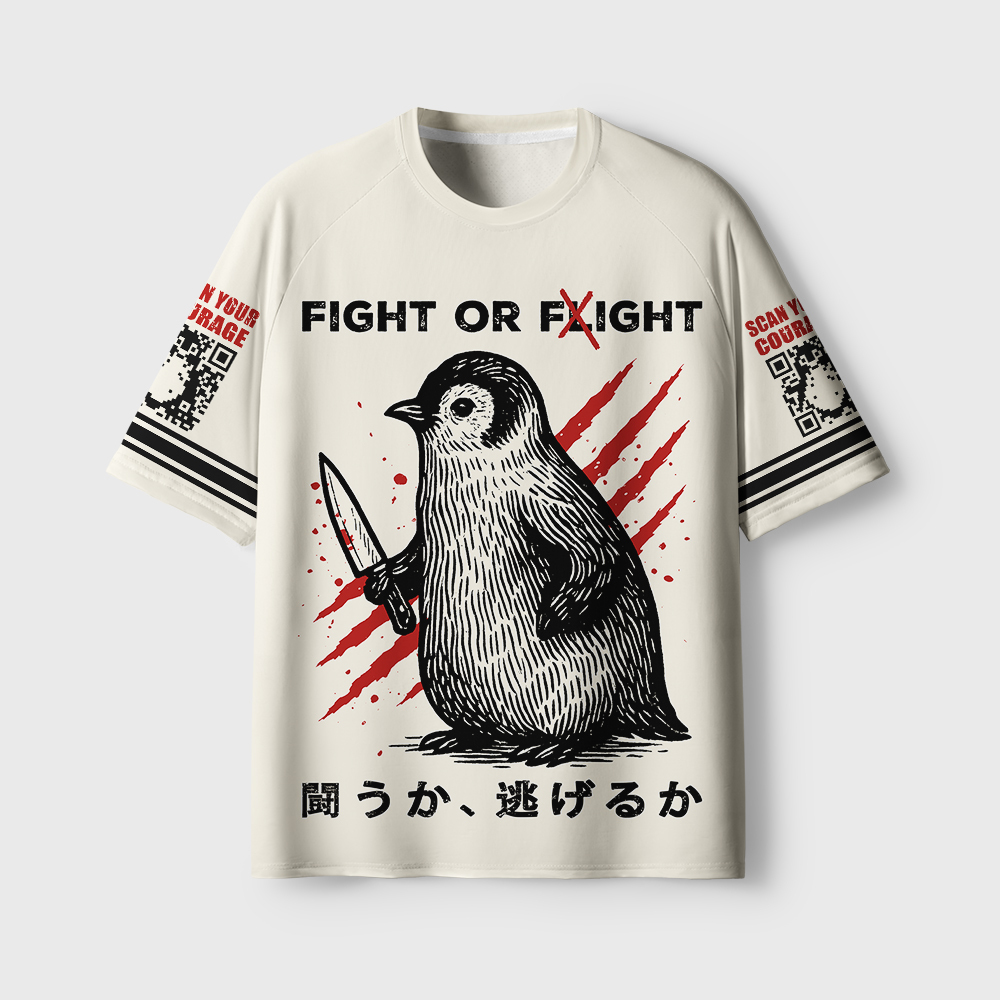 Tokyo-Tiger Woodblock Penguin:Fight Or Flight Quick-drying T-shirt