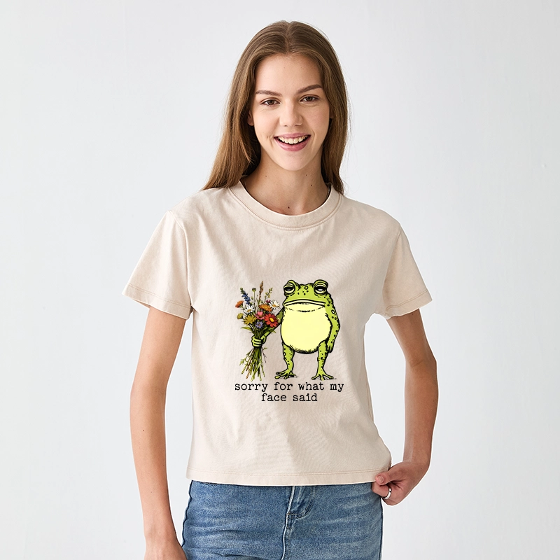 Tokyo-Tiger Frog Sorry Mode Activated Women's Washed T-shirt