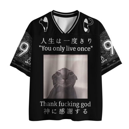Tokyo-Tiger Funny Melancholy Cat Mesh Jersey