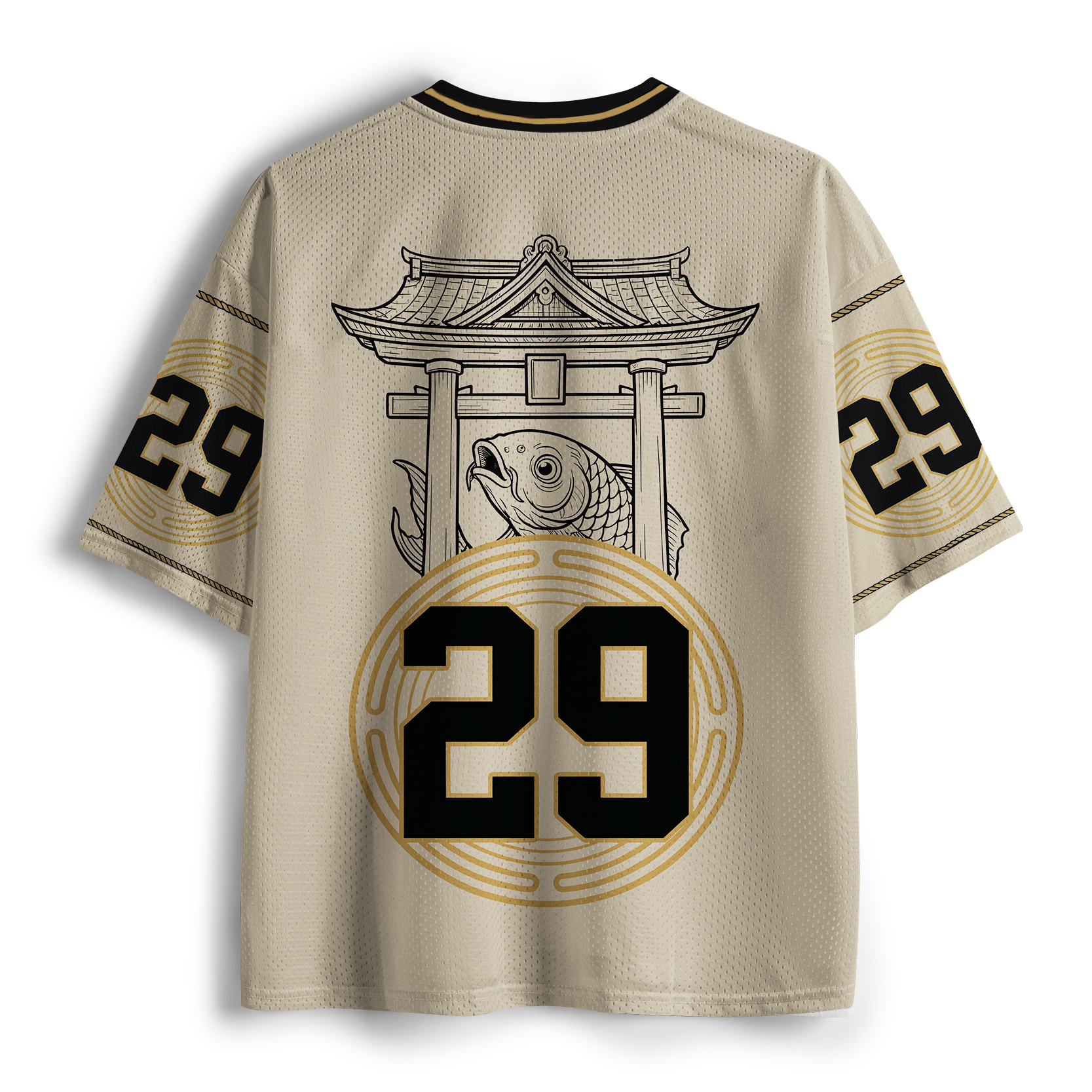 Tokyo-Tiger Fat Cat Eating Ramen Mesh Jersey