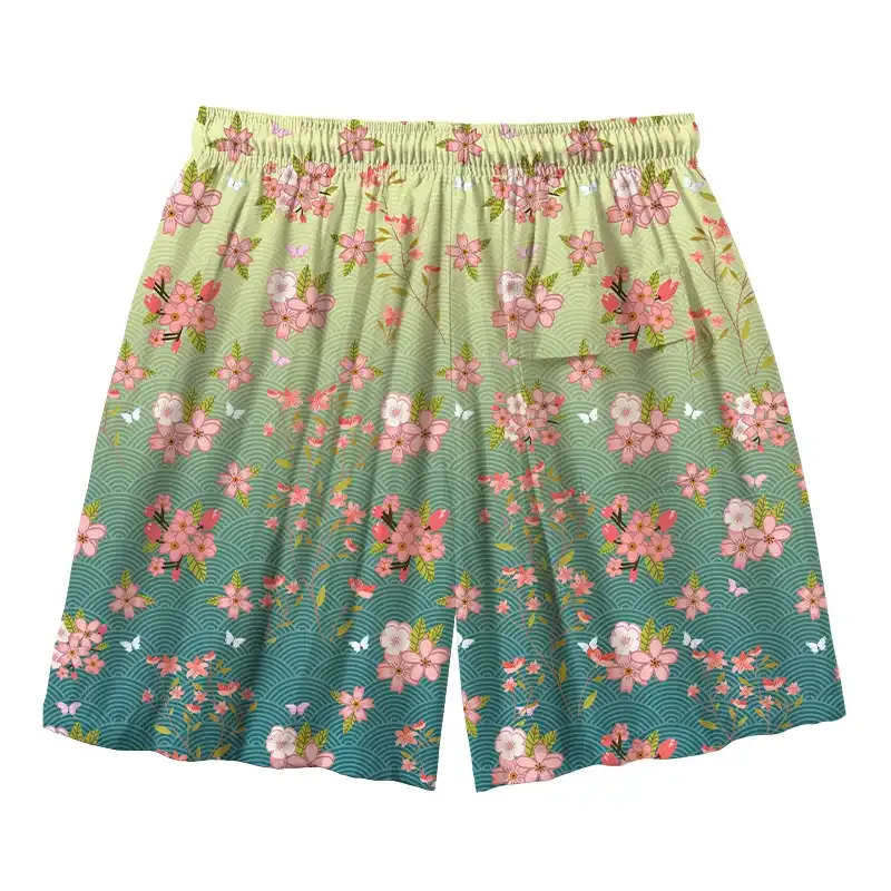 Tokyo-Tiger Sakura Blossom Waves Aloha Mens Swim Trunks