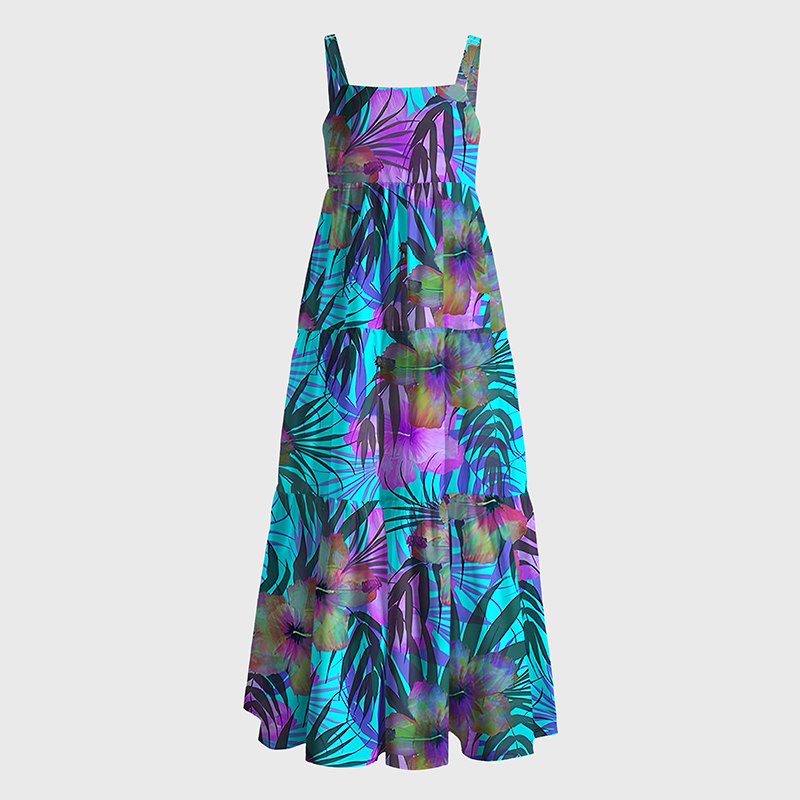 Tokyo-Tiger Hawaiian Floral Maxi Dress