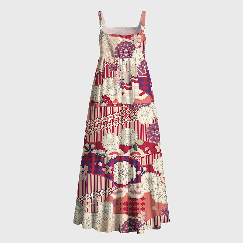 Tokyo-Tiger A Floral Fusion Maxi Dress