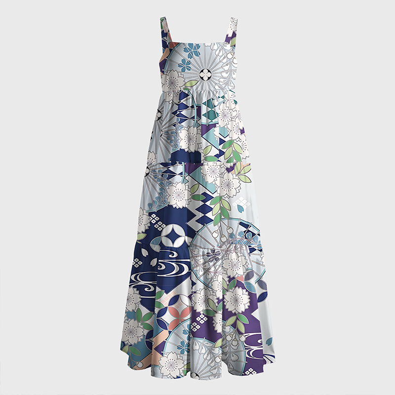 Tokyo-Tiger Floral And Umbrella Maxi Dress