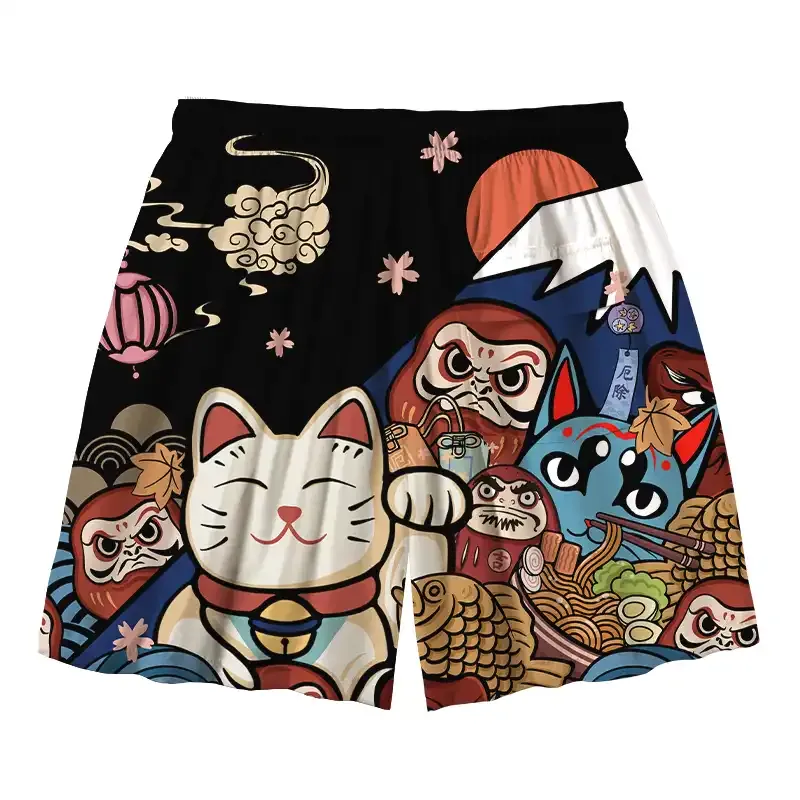 Tokyo-Tiger Traditional Japanese Elements Aloha Mens Swim Trunks