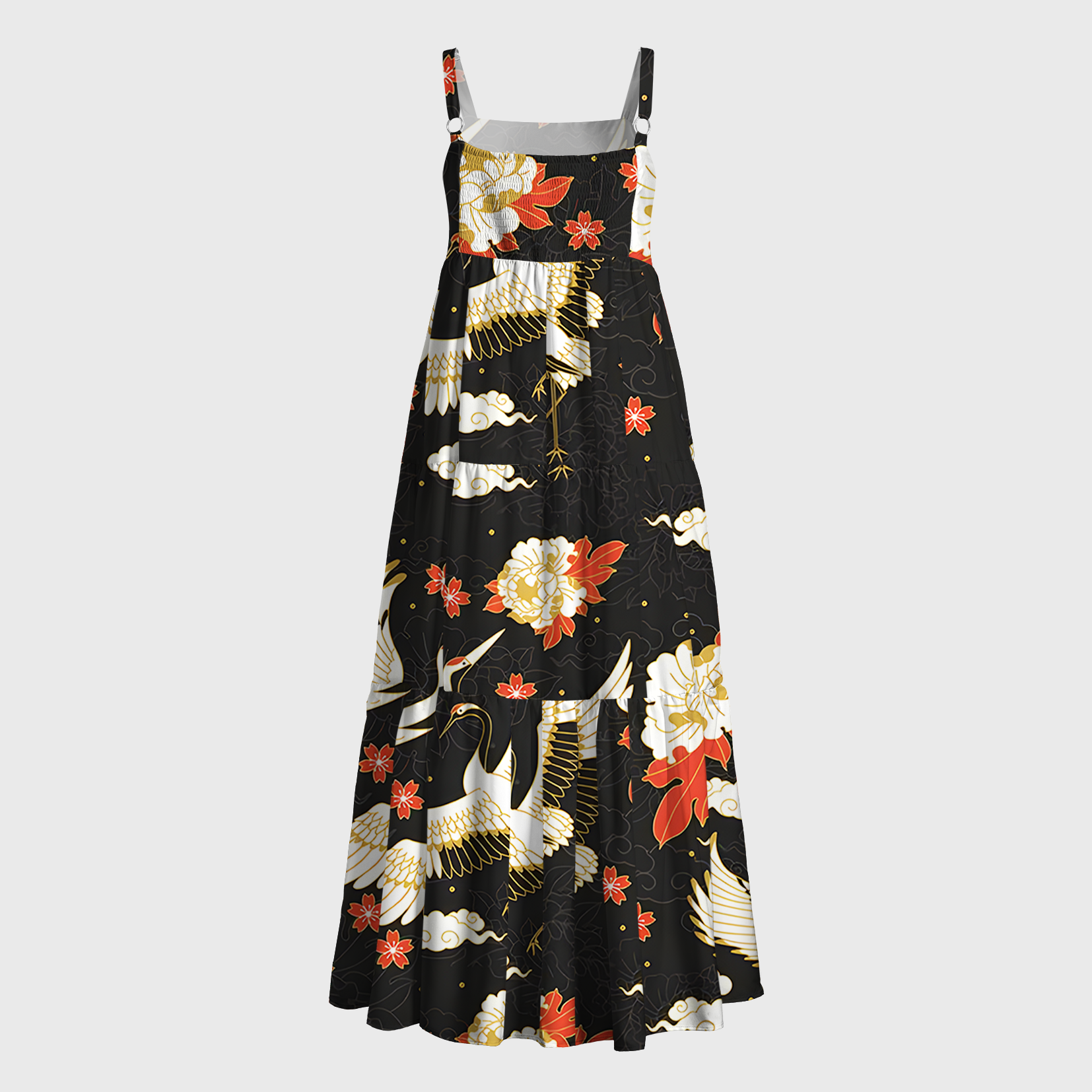 Tokyo-Tiger Celestial Cranes And Blossoms Maxi Dress
