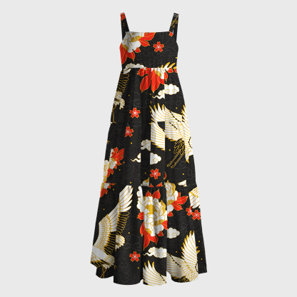 Tokyo-Tiger Celestial Cranes And Blossoms Maxi Dress