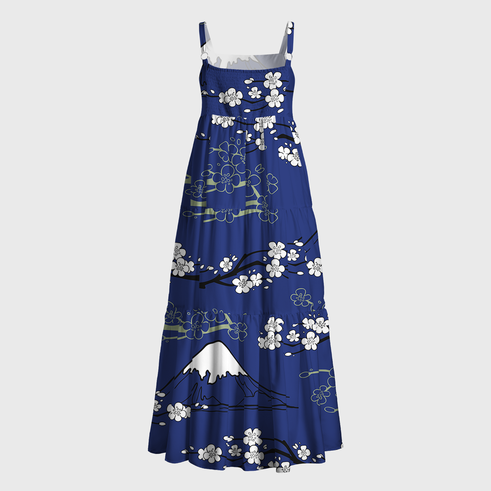 Tokyo-Tiger Mt. Fuji Blossoms Maxi Dress