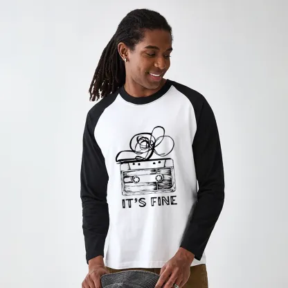 Tokyo-Tiger Cassette Fine Meme Raglan Long Sleeve T-shirt