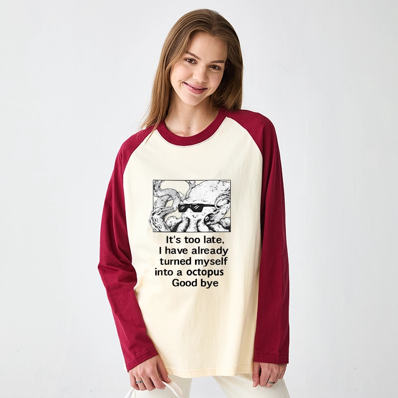 Tokyo-Tiger Octopus Meme I Disappeared Completely Raglan Long Sleeve T-shirt