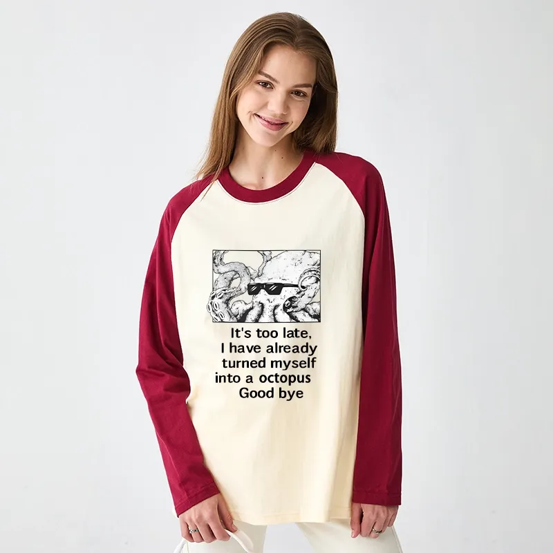 Tokyo-Tiger Octopus Meme I Disappeared Completely Raglan Long Sleeve T-shirt