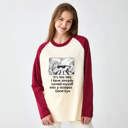 Tokyo-Tiger Octopus Meme I Disappeared Completely Raglan Long Sleeve T-shirt