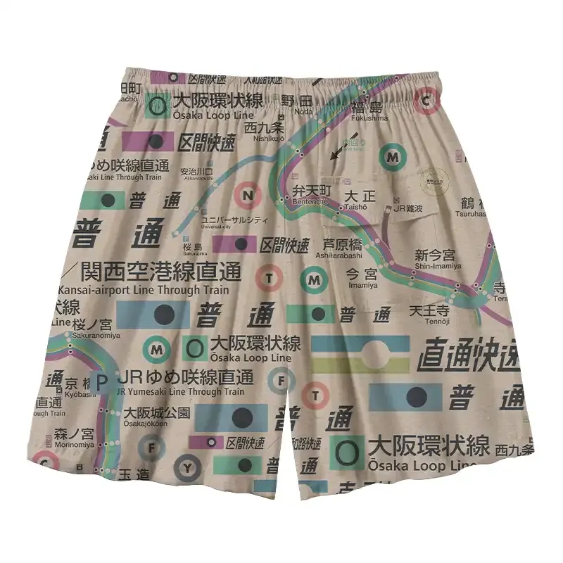 Tokyo-Tiger Japanese Train Routes Aloha Mens Swim Trunks