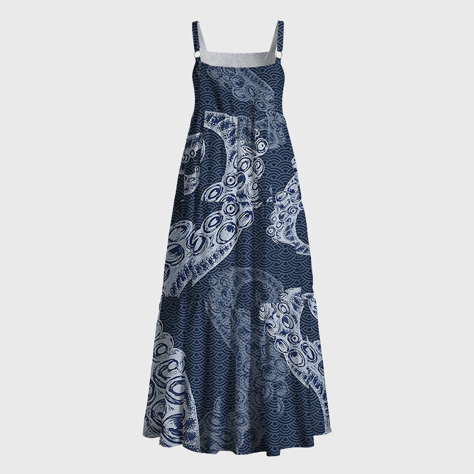 Tokyo-Tiger Octopus Tentacles Japanese Aloha Maxi Dress